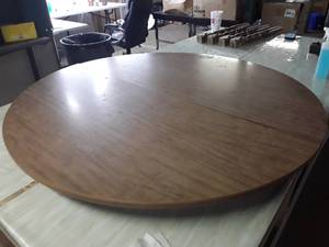 lot 55903 image: Dining Table with 4 chairs - 48 diameter, taken apart for transportation