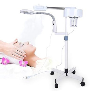 lot 55909 image: 2 in 1 Facial Steamer with 5X Magnifying Lamp, Multifunctional LED Light Magnifier Professional Humidifier Salon Beauty Face Clean Skin Care Tool Equipment with Adjustable
