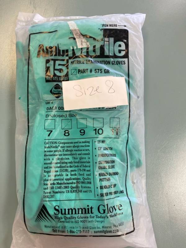 lot 2215 image: Ambi Nitrile examination gloves, 24 pieces, one dozen, size 8