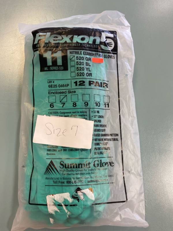lot 2216 image: Flexion advanced, ergonomic, finger technology nitrile examination gloves, 12 pairs size 7