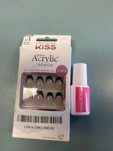 lot 2284 image: KISS salon acrylic French nail kit with brush on super strong Nail bond