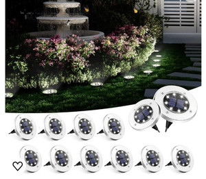 lot 44196 image: SOLPEX Solar Ground Lights, 12 Pack Solar Lights Outdoor Waterproof, 8 LED Solar Powered Landscape Lighting for Garden Yard Patio Pathway Driveway Walkway (Cool White