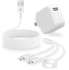 lot 44199 image: 3 in 1 Charger for Apple Watch, 6.6FT Apple Watch Charger iWatch Charging Cable & Lightning Cable with 12W Foldable Fast Charger Block Compatible with Apple Watch Series 865321SEUltra,iPhone 14