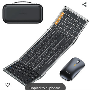 lot 44203 image: ProtoArc Foldable Keyboard and Mouse, XKM01 Folding Bluetooth Keyboard Mouse Combo for Business and Travel, 2.4GDual Bluetooth Full-Size Portable Keyboard for Laptop iPads Tablets - Black Gray