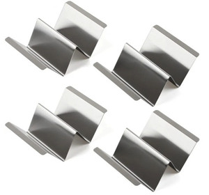 lot 44224 image: zeeooil Taco Holder Set of 4 Packs Stainless Steel Taco Holders Stand Taco Tray Shell Holders - Each Rack Holds Up to 2 Tacos - Oven, Grill & Dishwasher Safe