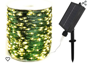 lot 44254 image: Solar Fairy Lights Larger Capacity 300 LEDs Green Copper Wire Waterproof Outdoor String Lights for Garden, Backyard, Patio, Porch, Tree,Wedding,Party Decoration