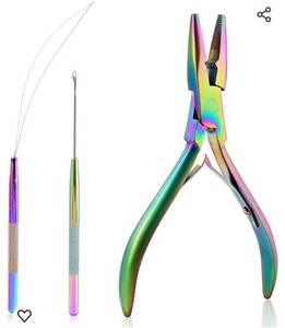lot 44334 image: NEWISHTOOL Micro Links Hair Extensions Kit, Hair Extension Pliers for Beads, Hair Extension Loop Needle Pulling Hook Tool Bead Device Tool Kits, Micro Link Tools for Hair or Feather Extensions Styling