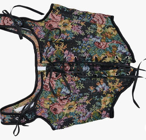 lot 44337 image: Womens Vintage Court Bustier Corset U Neck Front Tie Floral Vest Tops