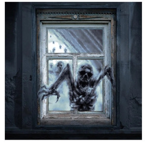 lot 44339 image: Halloween Window Decorations Horror Skull Curtain Decor Halloween Window Poster Decorations for Window Door Halloween Party Decorations Indoor Outdoor