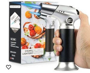 lot 44376 image: Blow Torch, Professional Kitchen Cooking Torch with Lock Adjustable Flame Refillable Mini Blow Torch Lighter for BBQ, Baking, Brulee Creme, Crafts and Soldering(Butane Gas Not Included)