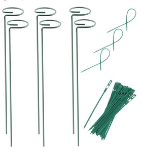 lot 44389 image: Plant Stake Support - 6 Pack, Garden Single Stem Support Stake Plant Cage Support Rings, Single Stem Plant Support Stakes, Plant Twist Ties, for Flowers Amaryllis Tomatoes Peony Lily Rose