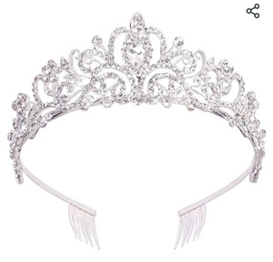 lot 44399 image: Didder Silver Crystal Tiara Crown Headband Princess Elegant Crown with combs for Women Girls Bridal Wedding Prom Birthday Party
