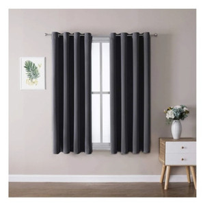 lot 44400 image: ChrisDowa Grommet Blackout Curtains for Bedroom and Living Room - 2 Panels Set Thermal Insulated Room Darkening Curtains (Dark Grey, 32W55L