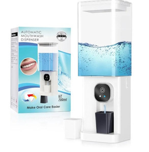 lot 44418 image: Festiva Automatic Mouthwash Dispenser for Bathroom - 23.67 Oz Organizers & Storage Accessories for Mouth Wash Dispensers, Smart Home Mouthwash Dispenser for Kids and Adults Set, White