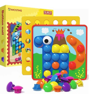 lot 44428 image: AMOSTING Color Matching Mosaic Pegboard � Sensory Early Learning Kids Activity, Educational Preschool Toys Gifts for Toddlers, Boys & Girls Ages 3