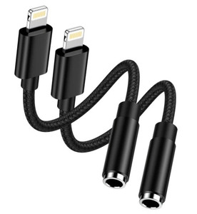 lot 44433 image: 2 Pack Apple MFi Certified Lightning to 3.5mm Aux Adapter for iPhone Headphones, iPhone Aux Adapter Dongle for iPhoneiPadiPod - Headphone Jack Adapter, Apple Dongles