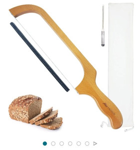 lot 44462 image: Wooden Bread Bowl Knife - Bread Knife for Homemade Bread, (16) Serrated Bread Knife, Sourdough Cutter for Homemade Bread, Fiddle Bow Design Easy to Cutting - Premium Stainless Steel