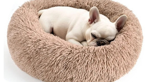 lot 44473 image: Hoewina Dog & Cat Bed, 20in Cat Beds for Indoor Cats, Calming Donut Bed for Puppy and Kitten, Washable Round Fluffy Pet Bed for Small Medium Dogs and Cats (Camel