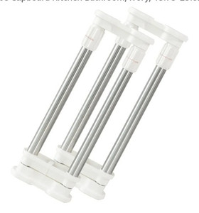 lot 44493 image: Hershii 2 Pack Expandable Closet Shelf Tension Rod Adjustable Metal Storage Rack Cabinet Organizer DIY Divider