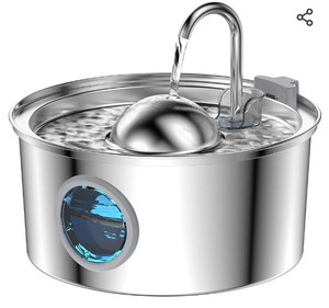 lot 44518 image: Stainless Steel Cat Water Fountain - Dogs&Cats&Pets&Small Animals Automatic Bowl Dispenser - Pet Drinking Waterer Bowls Indoor - Auto Kitty Watering Dish Supplies - 108oz3.2L Easy Cleaning Machine