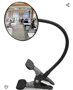lot 44527 image: Ampper Glass Clip On Rear View Cubicle Mirror, Flexible Convex Security Mirror for Personal Safety Desk Rearview Monitors or