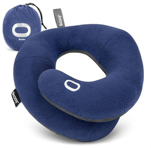 lot 44532 image: BCOZZY Travel Neck Pillow for Airplane � Patented Double Support for Head, Neck, and Chin. Best for Long Flights, Plane Sleeping, and Car Rides. Adjustable Size. Fully Washable. Carry Bag. Large, Navy