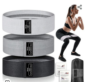 lot 44535 image: Renoj Resistance Bands, Exercise Workout Bands for Women and Men, 3 Set of Stretch Bands for Booty Legs, Pilates Flexbands