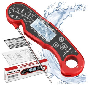 lot 44557 image: Meat Thermometer Digital for Grilling and Cooking - ANDAXIN Waterproof Ultra-Fast Instant Read Food thermometers with Backlight & Calibration for Kitchen, Deep Fry, BBQ, Grill(RedBlack), LCD