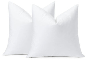 lot 44564 image: OTOSTAR Pack of 2 Down and Feather Throw Pillow Inserts, 20 x 20 Soft Fluffy Square Pillow Inserts with 100% Cotton Cover Decorative Pillows for Sofa Couch Bed-White