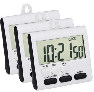 lot 44584 image: 3 Pack 24 Hours Magnetic Kitchen Timers with Digital Alarm Clock Timer, Loud Alarm