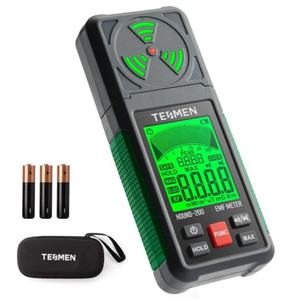 lot 44585 image: TESMEN EMF Meter, Hound-200 EMF Detector 3-in-1 Portable Electromagnetic Field Radiation Detector for EF, RF, MF, WiFi Signal, Suitable for Home, Office EMF Inspections and Ghost Hunting - Green