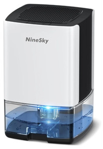 lot 44590 image: NineSky Dehumidifier for Home, 35oz Water Tank,(300 sq.ft) Dehumidifiers for Bedroom, Bathroom, Basement with 7 Colorful Lights, Auto Shut Off (White)