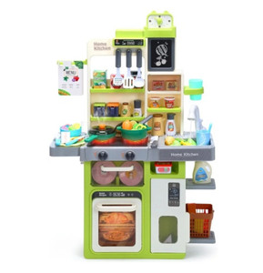 lot 44595 image: HOLYFUN Kids Kitchen Playset, Pretend Play Kitchen with Sounds and Lights, Cooking Stove Steam,Play Sink and Play Food,Toy Kitchen Set for Kids Toddlers, Green