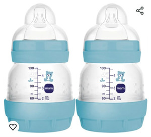 lot 44618 image: MAM Easy Start Anti-Colic Baby Bottle, Extra Slow Flow, Breastfeeding-Like Silicone Nipple Bottle, Reduces Colic, Gas, & Reflux, Easy-to-Clean, BPA-Free, Vented Baby Bottles for Newborns, 0-3 Months