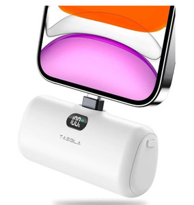lot 44620 image: Taegila Portable Phone Charger for iPhone, 5000mAh Small Power Bank MFi Certified Built in Cable LCD Display & LED Light for All iPhone Series 14131211XRXSE876 Pro Max