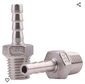 lot 44641 image: DERNORD Stainless Steel 14 Hose Barb x 14 NPT Male - Home Brew Pipe Fitting Pack of 2