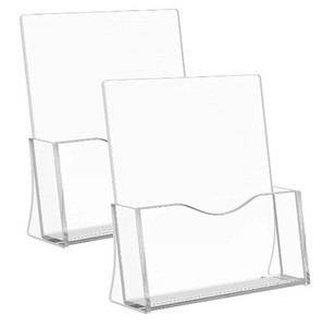 lot 44644 image: Acrylic Brochure Holder, 8.5 x 11 inches Clear Acrylic Literature Holder Plastic Flyer Display Stand (2 Pack)
