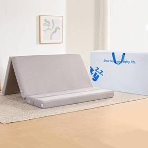 lot 46012 image: Lazyzizi Foldable Mattress 4Inch Folding Mattress Fold Out Floor Sofa Bed for Adults, Camping, Guest, with Headrest, Breathable & Washable Cover (Queen) - Retail $178.16