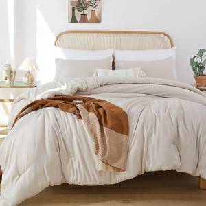 lot 46033 image: ROSGONIA Comforter Full Size for Girls Boys Teens Beige, 3pcs (1 Boho Comforter & 2 Pillowcases), Lightweight Dorm Bedding Soft All Season Bed Set