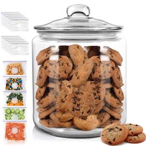 lot 46043 image: Masthome 1.5 Gallon Glass Storage Jar with Lids, Airtight Glass Cookie Jar for Pantry, Countertop, Glass Kitchen Containers for Flour, Sugar, Coffee, Pasta, Candy - Send 15 Food Storage Bags