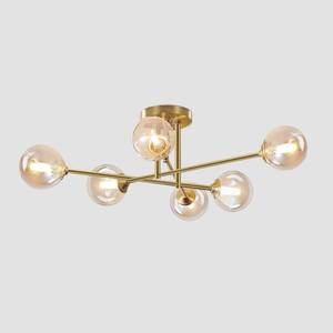 lot 46047 image: Flyrose 6 Lights Antique Brass Ceiling Light Mid Century Sputnik Flush Mount Ceiling Light Gold Modern Metal Semi Flush Mount Ceiling Light Vintage Bedroom Ceiling Lights - Retail $136.99