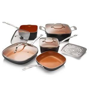 lot 46049 image: Gotham Steel Non-Stick Ti-Ceramic 10 Piece Square Cookware Set - Retail $239.99