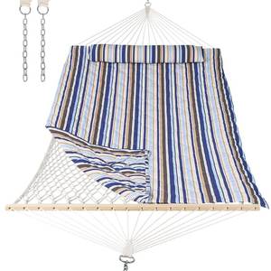 lot 46054 image: ANOW Outdoor Double Rope Hammock with Pad, Portable Hammock for Patio, Backyard, Beach, 450 LBS Weight Capacity, Blue Seaside