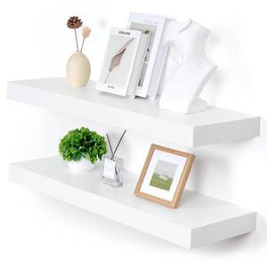 lot 46069 image: FLYJOE Deep Floating Shelves, 12 Deep Rustic Large Floating Shelves Set of 2, White Shelves for Wall 36 Inches Long, Wood Shelves for Living Room Laundry Room Bedroom Kitchen Home Office - White - Retail $89.5