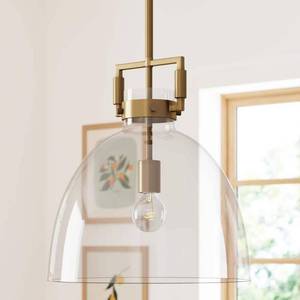 lot 46072 image: Leigh Glass Dome Pendant Ceiling Light, Adjustable Height - Nathan James Industrial Elegance, Clear Shade - Retail $149.99