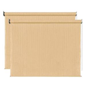 lot 46074 image: 95(W) x71(L) Outdoor Roller Shade Fabric Mocha Cordless Exterior Roll Up Shade, Wand Operation Roller Shade Cloth for Patio Porch Gazebo(Beige)