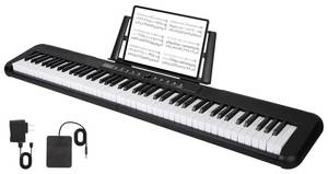 lot 46076 image: Digital Piano 88 Key Full Size Semi Weighted Electronic Keyboard Piano with Music Stand,Power Supply,Bluetooth,MIDI,for Beginner Professional - Retail $105.32