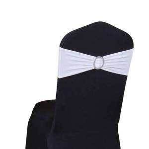lot 46080 image: SINSSOWL 50 Stretch Spandex White Chair Sashes for Wedding Chair Bows Chair Bands with Slider Buckles Fitting Party Feast Banquet Restaurant Event Bridal Baby Shower Chair Decoration