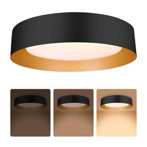 lot 46083 image: Bargeni 16.5 inch LED Ceiling Light Fixture,Dimmable Flush Mount Ceiling Light Matte Black with Gold Inside,3000KWarm White30W,Modern Light Fixtures Ceiling Mount for Bedroom,Outdoor,Foyer - Retail $88.32