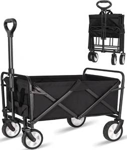 lot 46085 image: Collapsible Foldable Wagon, Beach Cart Large Capacity, Heavy Duty Folding Wagon Portable, Collapsible Wagon for Sports, Shopping, Camping (Black)